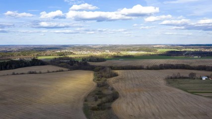 Wall Mural - Rural landscape, aerial view, hyperlapse.