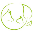 Hund, Katze und Blätter, Pflanze, Tierheilpraktiker, Logo