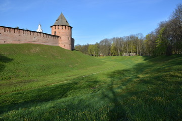 Wall Mural - Veliky Novgorod. Russia. Fedorovskaya tower. Spring view. Novgorod Kremlin