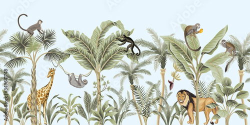 Vintage palm tree, banana t...