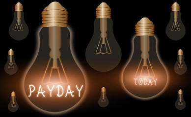 Conceptual hand writing showing Payday. Concept meaning a day on which someone is paid or expects to be paid their wages