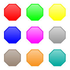 Vector buttons for web design. Different colors of the octagon.
