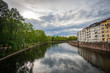 View from Bridge to Spree and old beautiful houses in Berlin