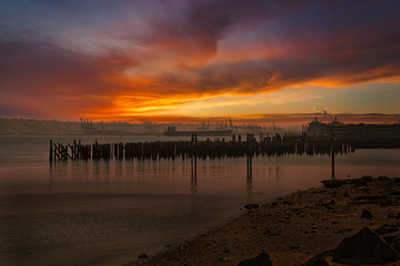 Wall Mural - 2020-05-15 SUNRISE ABOVE THE PUGET SOUND FROM RUSTON WAY IN TACOMA WASHINGTON