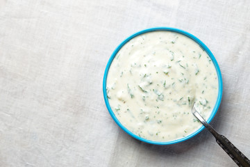 Poster - homemade ranch dressing in a dish