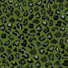 Leopard seamless background, vector illustration. Animal print, the texture of a wild cat. African style. Multi-colored camouflage