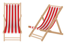 Isolated Beach Wooden Deck Chairs