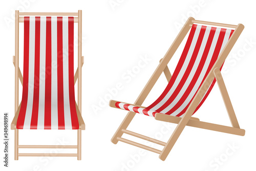 Fotomural Isolated beach wooden deck chairs