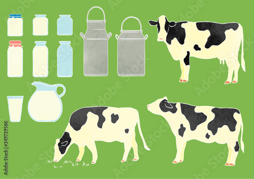 牛と乳製品のベクターイラスト 水彩 Stock Vector Adobe Stock