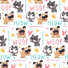 Cute Pug Dog Seamless Pattern Free Stock Photo - Public Domain Pictures