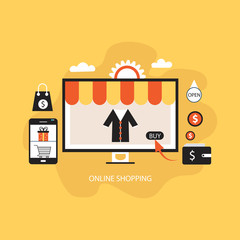 Fototapete - Online shopping concept flat design