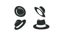 Set Straw Hat Silhouette Black White Logo Icon Design Vector Illustration