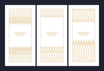 Poster - Minimalist postcard for text. Geometric illustration with gold lines.