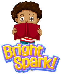 Wall Mural - Font design for word bright spark with boy reading book