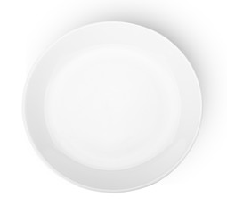 Wall Mural - Empty plate. Isolated on white background. View from above