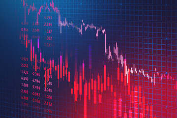 Poster - falling stock market graph, economical crisis