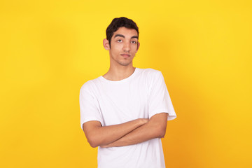 Wall Mural - young male teenager isolated on color background