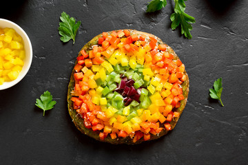 Wall Mural - Rainbow veggie bell peppers pizza