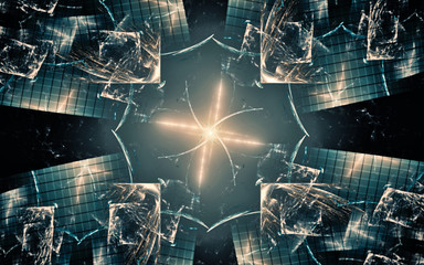 Aufkleber - digital image generated on a computer consisting of beautiful abstract geometric shapes, lines of different colors for a background image or web design
