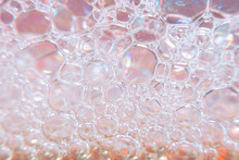 Blurred Abstract Light Background With Pink Bubbles. The Concept Is Summer, Soft Drinks, Freshness. For The Backing Of A Site Or Mobile Application.