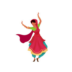 Poster - Indian female dancer flat color vector faceless character. Woman in red saree celebrate holiday. Teej festival celebration isolated cartoon illustration for web graphic design and animation