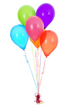 Multi Colored Balloons Tied Over White Background