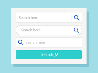 Aufkleber - Search bar web fields vector design, illustrated set of ui search box form and button with magnifier interface modern element isolated image