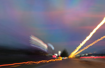 Canvas Print - motion blur night traffic in the city