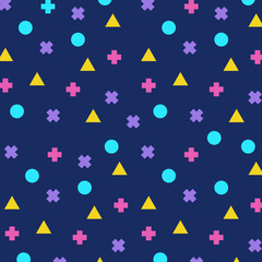 Poster - geometric background with different colorful geometric shapes. bright background with triangles, cir