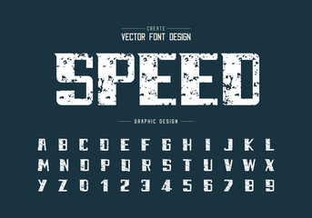 Poster - speed font and bold alphabet vector, vintage modern typeface and letter number design, graphic text 