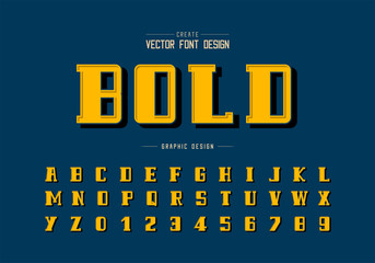 Poster - black shadow font and bold alphabet vector, script and number design, graphic text on background
