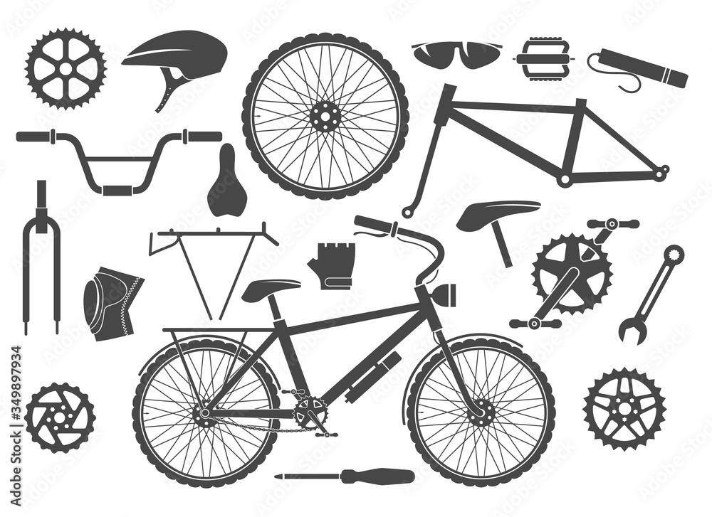 Bike parts isolated Stock Vector | Adobe Stock