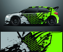 Rally Car Decal Graphic Wrap Vector, Abstract Background