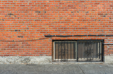 old vintage red brick wall texture  with window background,Ready for product display montage.