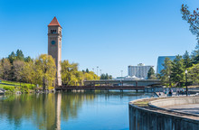 Watch Tower In Riverfront Park On The Sunny Day,Spokane,Washington,usa.   For Edityorial Use Only  04/17/16.