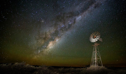 windmill under stars,milkyway, nightscape