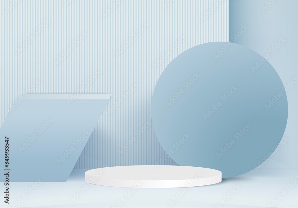 Minimal blue Podium and scene with 3d render vector in abstract ...