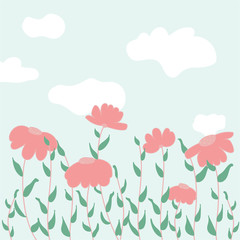 Wall Mural - Flowers color background isolated vectorillustration. Doodle cartoon style.