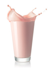 Canvas Print - strawberry milk in glass