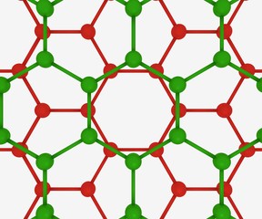 twisted grapene 3d illustration. two layers of flat sheet of carbon atoms form a honeycomb lattice. 