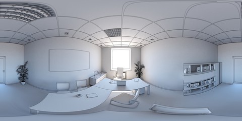 interior visualization, spherical panorama, 3D illustration