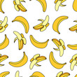 © GulArt - Seamless banana pattern design in vector. Banana background. Tropical fruit pattern.