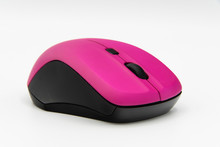 High Angle View Of Pink Mouse Over White Background