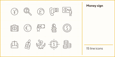 Canvas Print - Money sign icon set. Coin, currency, wealth. International business concept. Can be used for topics like global trade, wealth, currency converting