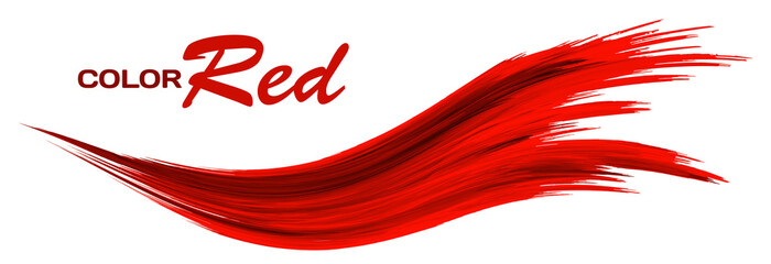 Poster - Red paint brush stroke isolated on white
