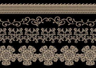 ethnic  3d embroidery border pattern