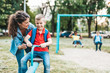 © hedgehog94 - Schoolboy playing on the seesaw with his mother.