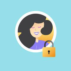 Aufkleber - User profile id security protection icon vector or personal privacy and private access account data with lock symbol flat, concept of secret member authentication or identification modern design