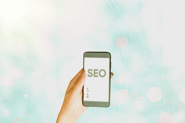 Poster - Conceptual hand writing showing Seo. Concept meaning incredibly effective way to market your near business online