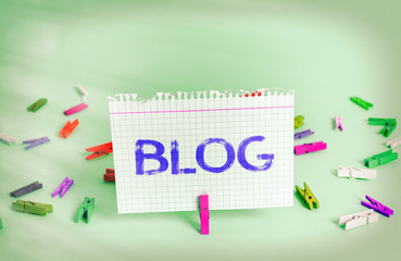 Poster - Word writing text Blog. Business photo showcasing regularly updated website web page run by individual